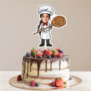 Pizza Chef Cake Topper Pizza Party Personalized Face Cake Topper