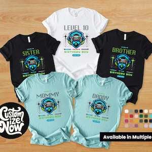 Gamer Birthday Boy Shirt Family Birthday Shirt Gaming Boy Personalized Gamer Shirt Video Game Birthday Shirt Gamer Birthday Level Up Shirt