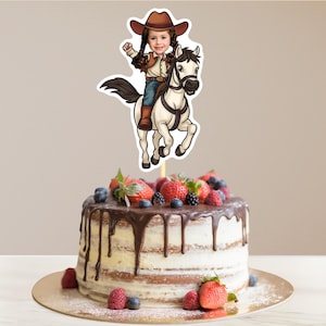 Topper per torta rodeo con foto personalizzata, decorazione per torta cowboy, decorazione per festa del primo rodeo del selvaggio West, pensionamento del cowboy