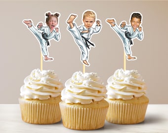 Karate Personalized Face Cupcake Toppers