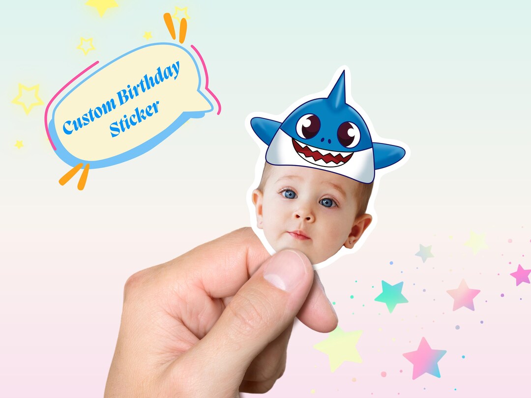 Baby Shark Sticker Personalized Birthday Sticker Custom Kid Birthday ...