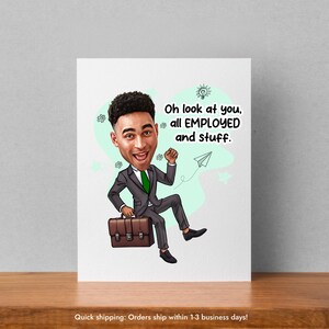 Carte de nouvel emploi amusante avec caricature Carte de voeux amusante pour amis Cartes de félicitations Nouveau travail Cadeau amusant Carte de bienvenue dans l'entreprise