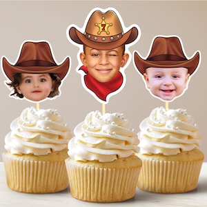 Rodeo Cupcake Topper Custom Face Photo Cowboy Cupcake Toppers Cowboy Person Retirement Wild West First Rodeo Party Decoration My First Rodeo