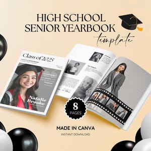 High School Senior Yearbook Template Yearbook Ad Layout Graduation Tribute Gift Senior High School Gift Yearbook Photo Collage Canva