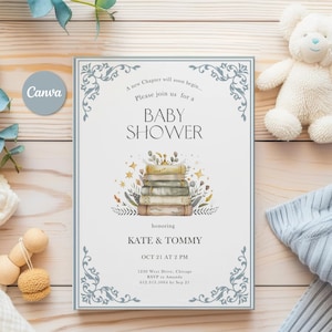 Storybook Baby Shower Invitation Template A New Chapter Book Themed Baby Shower Gender Neutral Baby Shower A New Chapter Is About To Begin