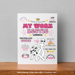 Carte Bestie au travail Carte de voeux drôle Carte Bestie au travail Carte d'anniversaire Bestie au travail Carte de bienvenue Cadeau de départ Collègue de travail Cadeau collègue