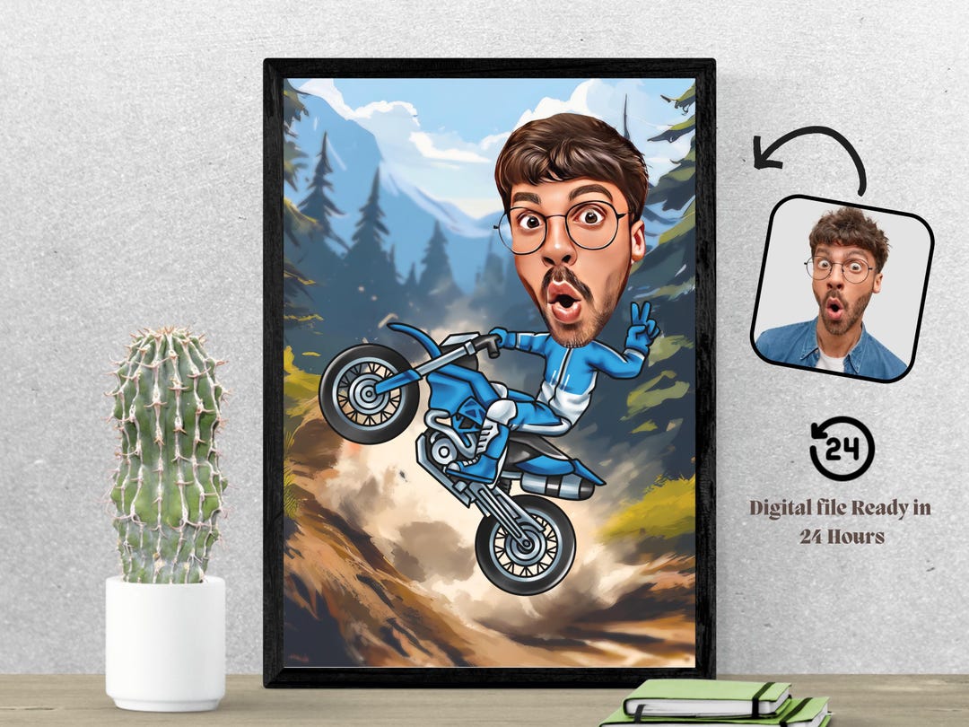 Dirt Bike Custom Caricature Custom Motocross Cartoon Portrait Dirt Bike ...