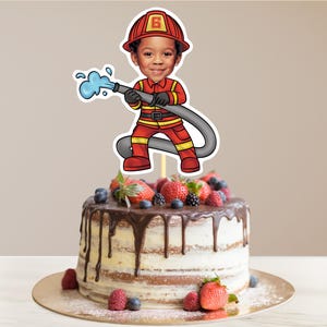 Firefighter Personalized Face Cake Topper Firefighter Birthday Party Firefighter Retirement Party