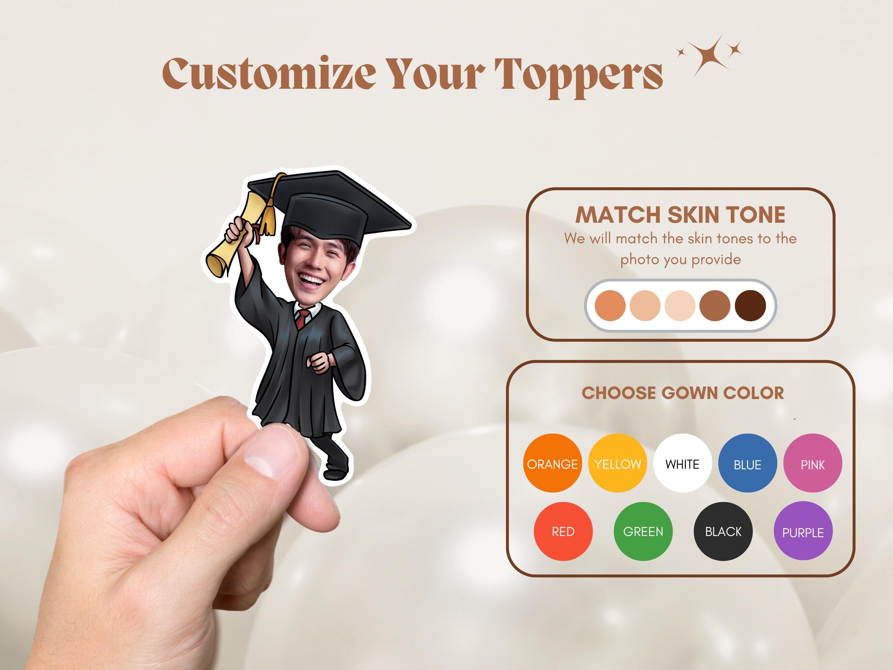 Cupcake-Topper mit personalisiertem Gesicht für Absolventen