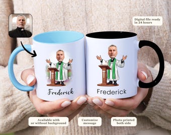 Priest Caricature Coffee Mug Personalized Gift for Clergy