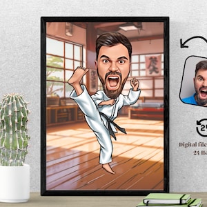 Benutzerdefinierte Karate Cartoon Portrait Karate Porträt Karate Geschenk Karate Karikatur benutzerdefinierte Karate Karikatur vom Foto