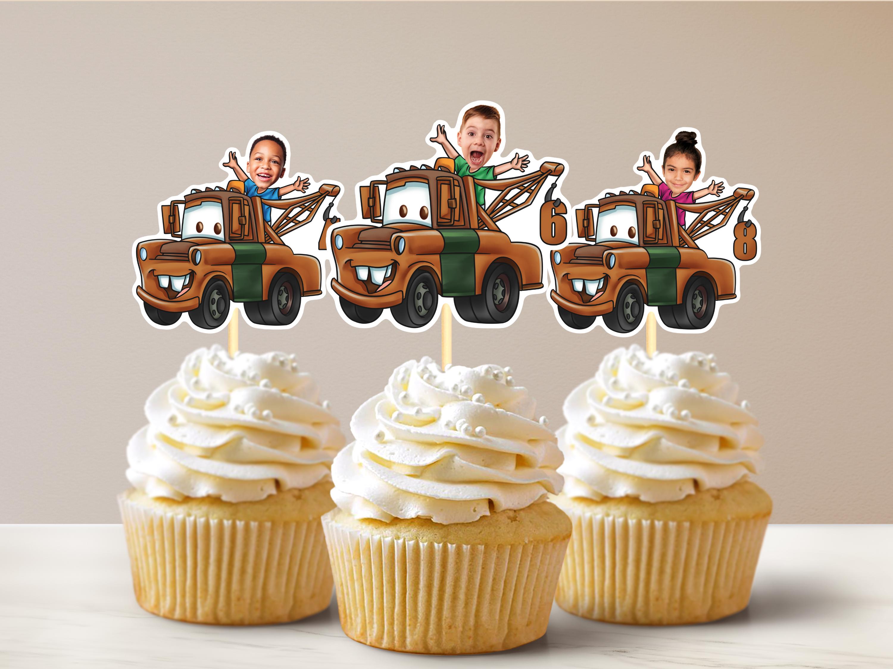 Tow Truck Face Cupcake Toppers Truck Toppers Tow Truck Toppers Truck Birthday Tow Truck Party Favors Tow Truck Cupcake Topper
