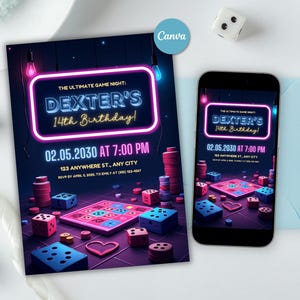 Game Night Invitation Game Party Birthday Celebration Game Night Board Game Birthday Party Family Game Night Party Celebration Canva