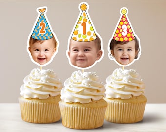 Adornos para cupcakes de limón: Gorros de fiesta personalizados con cara de limón para decorar cumpleaños
