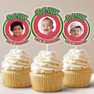 Custom Once in a Melon Cupcake Toppers Watermelon Toppers Cupcake Toppers Watermelon Birthday Theme One Baby Cake First Birthday Topper