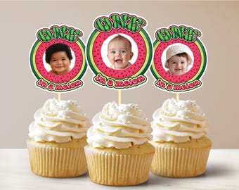 Once in a Melon Cupcake Toppers: Watermelon Party Decorations
