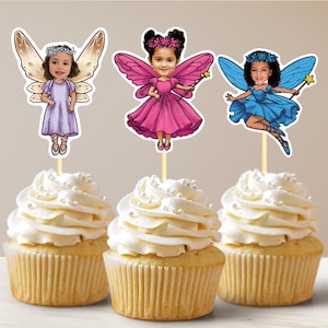 Fairy Face Cupcake Toppers Fairy Cupcake Toppers Fairy First Birthday Fairies Cupcake Toppers Cupcake Fairy Toppers Fairy Party Snacks