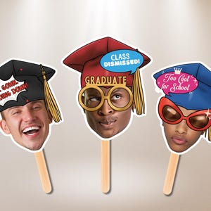 Custom Graduate Big Head Cutouts Congratulations Graduate Face on Stick Funny Graduation Gift for Students Photo Props for Graduation Party