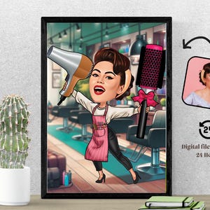 Friseur Benutzerdefinierte Karikatur personalisierte Geschenk für Friseur Cartoon Portrait Benutzerdefinierte Friseur Karikatur Zeichnung vom Foto