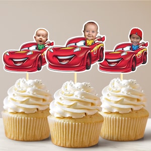 Adornos para cupcakes personalizados Adornos para cupcakes con forma de coche Adornos para cupcakes con foto personalizada Adornos para cupcakes con forma de cara personalizada Decoraciones para fiestas