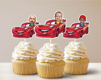 Custom Cupcake Toppers Car Cupcake Toppers Custom Photo Cupcake Toppers Custom Face Cupcake Toppers Party Decorations