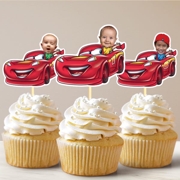 Custom Cupcake Toppers Car Cupcake Toppers Custom Photo Cupcake Toppers Custom Face Cupcake Toppers Party Decorations