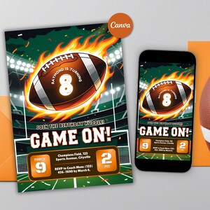 Football Birthday Invitation Template Football Sunday Party Football Birthday Invitation Sports Party Invite Teenage Birthday Canva