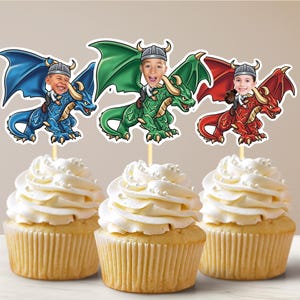 Dragon Rider Cupcake Toppers Dragon Cake Topper Dragon Birthday Decoration Baby Dragon Cupcake Toppers Dragon Theme Party Dragon Toppers