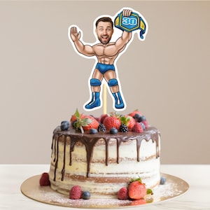 Wrestler Personalized Face Cake Topper Wrestler Birthday Wrestling Cake Topper