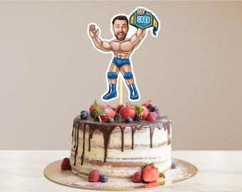Wrestler Personalized Face Cake Topper Wrestler Birthday Wrestling Cake Topper