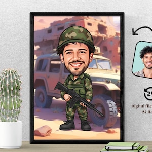 Benutzerdefinierte Soldaten Cartoon Porträt Soldaten Portrai Soldaten Geschenk Soldaten Karikatur personalisierte Militärgeschenk veteranen Tagesgeschenk