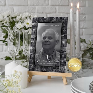 Editable Funeral Photo Collage Sign Set Templates Funeral Welcome Sign Template, Celebration of Life In Loving Memory Memorial Poster