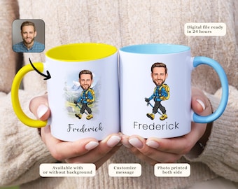 Outdoor Hiker Caricature Mug Personalized Gift for Nature Lovers