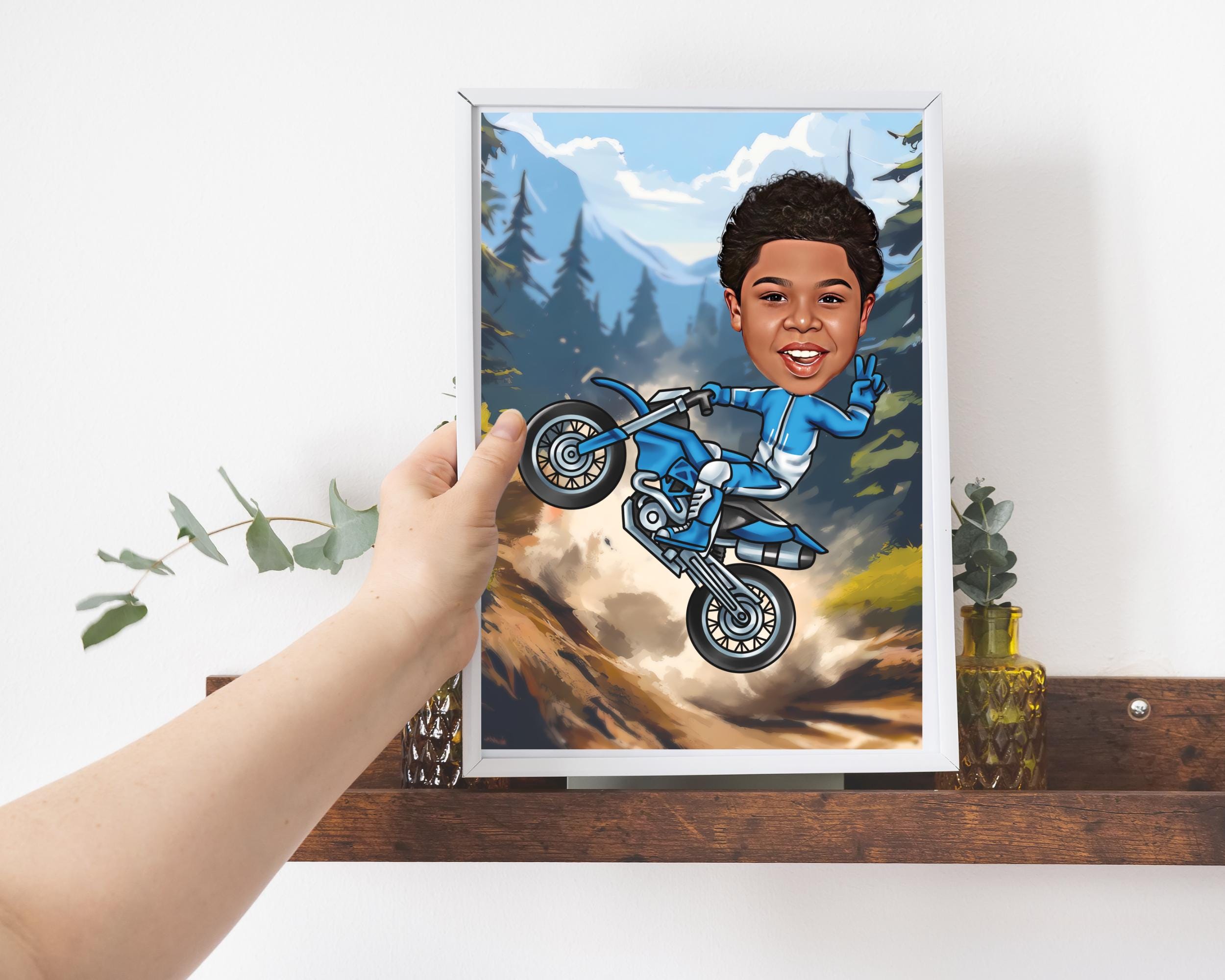 Dirt Bike Custom Caricature Custom Motocross Cartoon Portrait Dirt Bike ...
