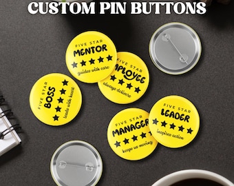Custom Five Star Pin: Personalized Best Employee Award for Boss
