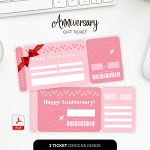 Printable Anniversary Gift Ticket Surprise Ticket For Couples Anniversary Celebration Travel Ticket Date Night Surprise PDF