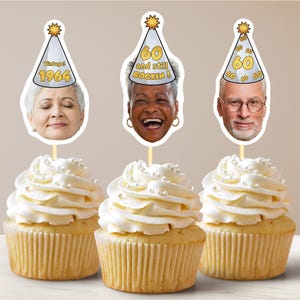 60er Jahre Geburtstag Cupcake Toppers 60er Jahre Cupcake Toppers 60er Jahre Kuchenstecker 60er Jahre Benutzerdefinierte 60er Jahre Cupcake Toppers