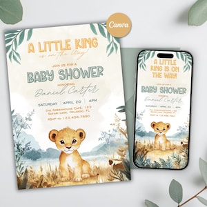 The Lion Baby Shower Invitation Template A Little Lion Is On The Way Shower Invite Baby Shower Template Baby Shower Celebration Canva