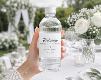 Wedding Water Bottle Labels: Personalized Aesthetic Wedding Bottled Water Label, Event Water Sticker