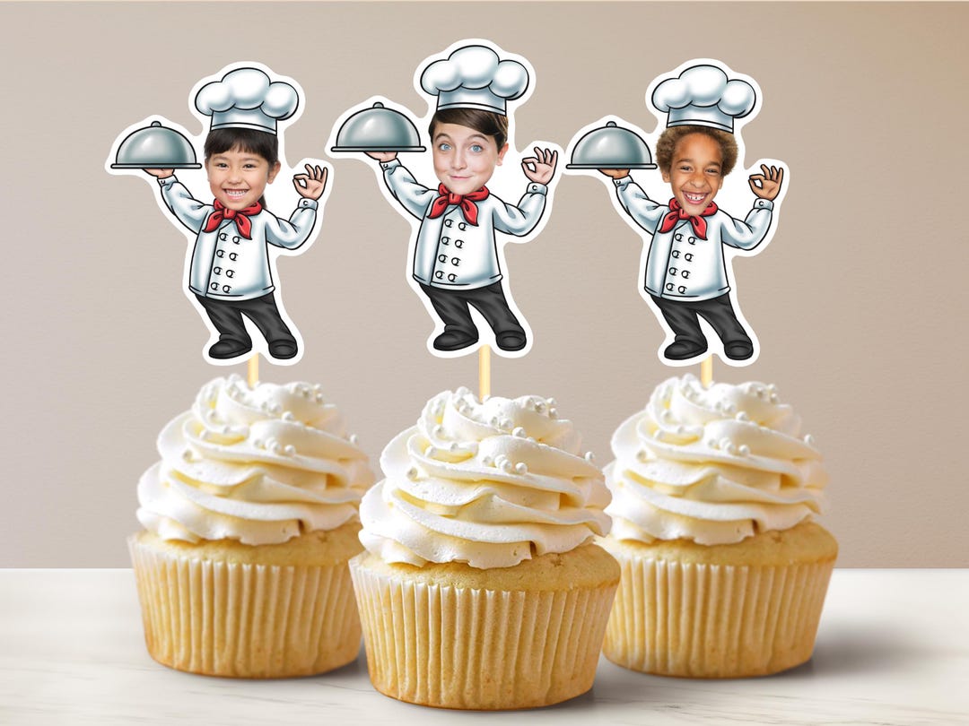 Chef Cupcake Toppers Personalized Chef Cake Toppers Funny Cupcake ...