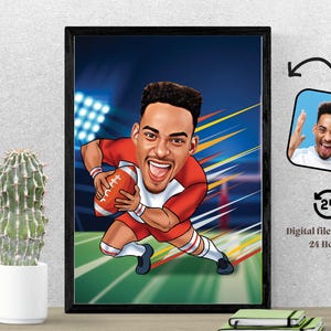 Rugby Player Custom Caricature Personalized Rugby Caricature Drawing Funny Cartoon from Photo Custom Rugby player Drawing Football Player