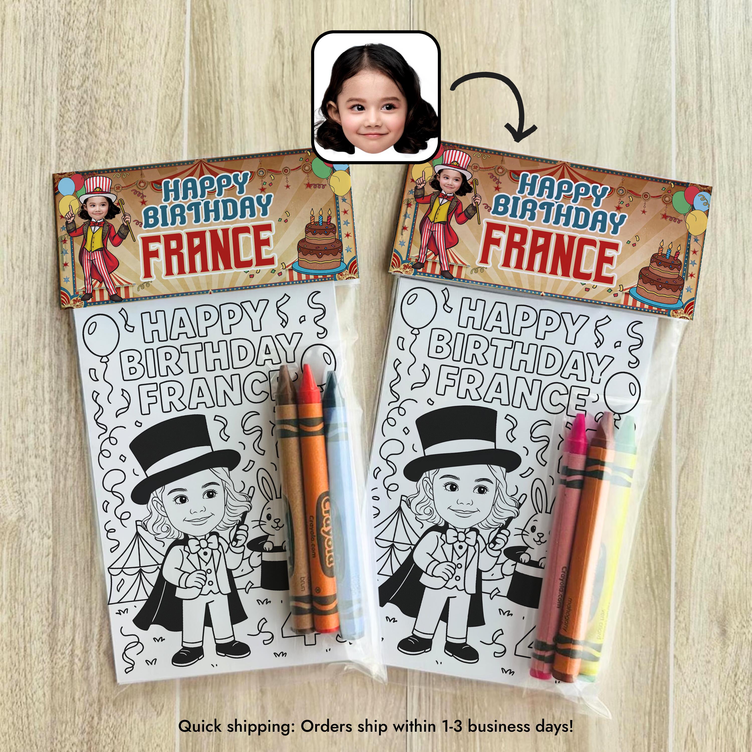Páginas para colorear personalizadas de cumpleaños con temática de circo y carnaval, actividades para fiestas infantiles, libros para colorear personalizados, páginas de actividades de circo, parque de atracciones