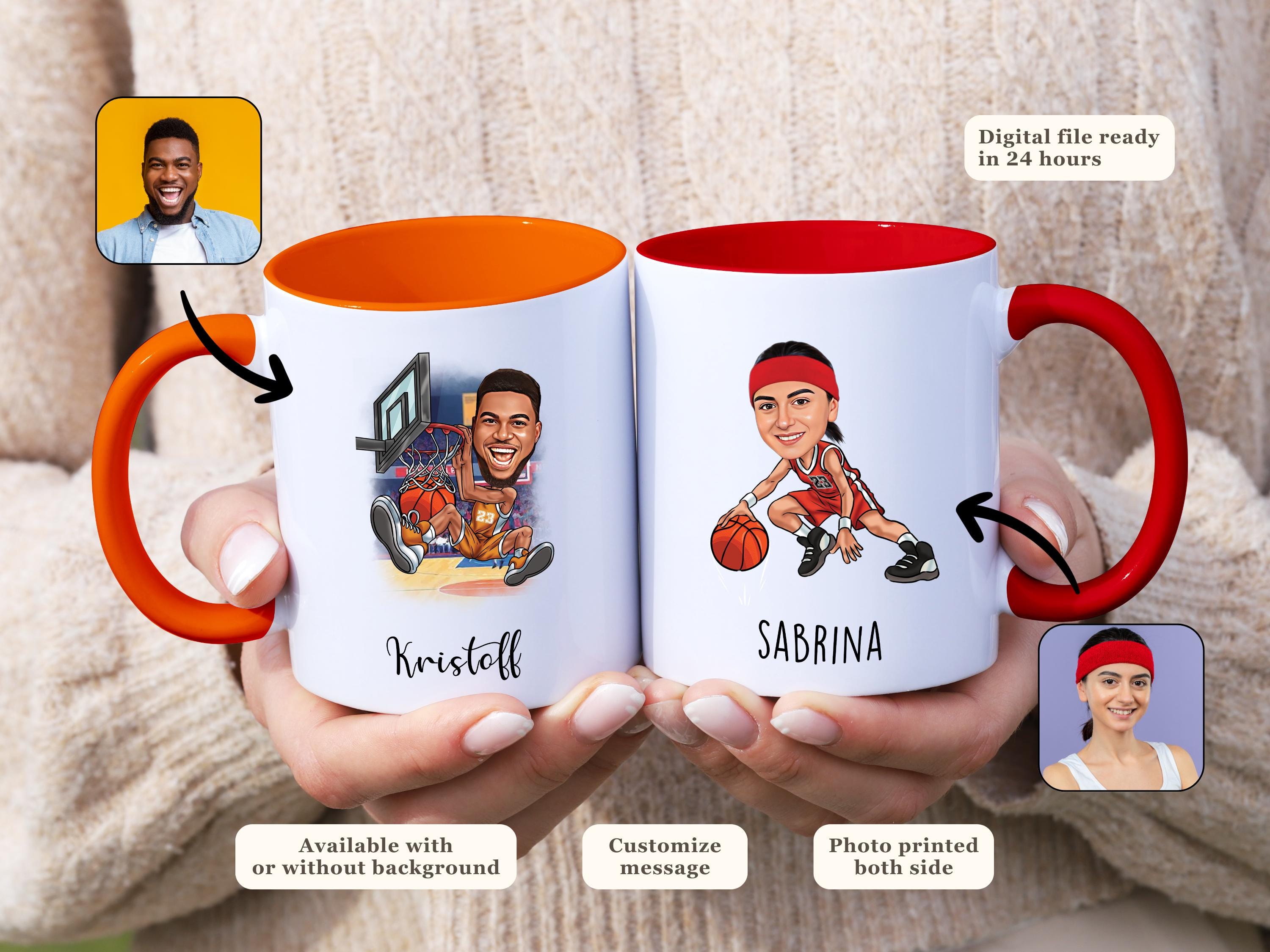 Mug Drôle Crazy Basketball Man – 10 Oz, Céramique Blanche, Cadeau Sport