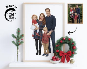Custom Hand-Drawn Painting from photo, Custom Watercolor Family Portrait from photo, Personalized Mother Father gift, Gift from Daugther