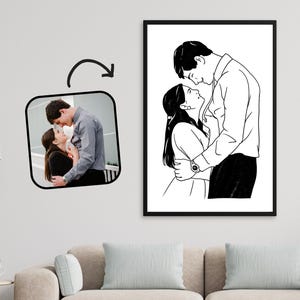 Custom Line Drawing From Photo Couples Portrait Couple Line Art Portrait From Photo