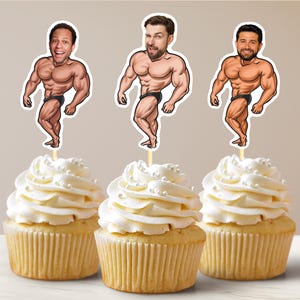 Bodybuilder Kuchendeckel Bodybuilder Kuchendeckel Gym Cupcake Topper Biegen Kuchendeckel Personalisierte Body Baumeister Männer Party