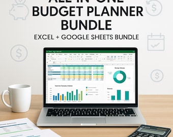 Finansiell planerarpaket: Budget-, skuld- och sparspårare (Excel- och PDF-digital nedladdning)