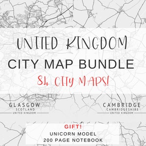 United Kingdom City Map Bundle - Decorate Your Walls with 84 City Maps⎥Wall Art Bundle⎥Printable Wall Art
