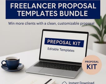 Paquete de plantillas de propuestas para freelancers⎥Propuesta de negocio profesional⎥Contrato con el cliente⎥Descarga digital⎥Editable⎥Word PDF
