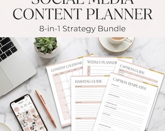 Social Media Content Planner & Strategie Bundle | 2026 Content-Kalender, Post-Vorlagen, Hashtag Guide⎥AI Prompts